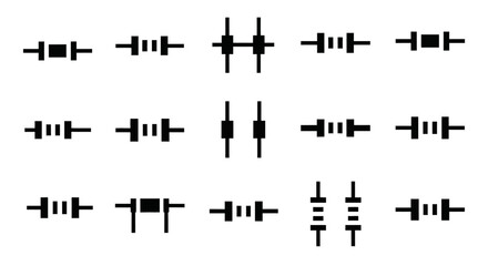 Collection of various equalizer icons displayed in a grid pattern on a clean white interface