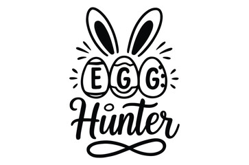 Obraz premium WebEaster, egg, hunter, bunny, rabbit, spring, holiday, celebration, festive, illustration, graphic, design, easter egg, bunny ears, eggs, hunt, seasonal, fun, playful, whimsical, cute, black, white, 