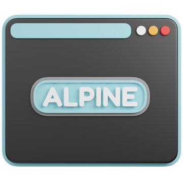 3D Illustration of a Browser Window with   ALPINEicon