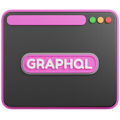 3D Illustration of a Browser Window with  GRAPHQL    icon