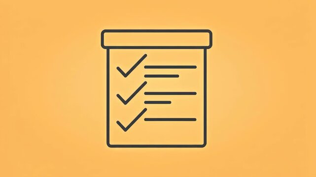 Animated Checklist Icon on Orange Background.