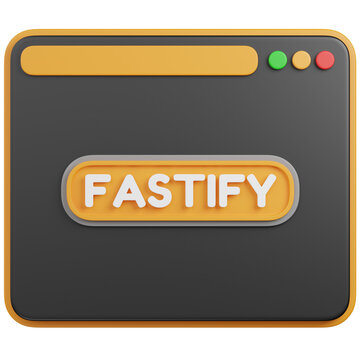3D Illustration of a Browser Window with  FASTIFY  icon