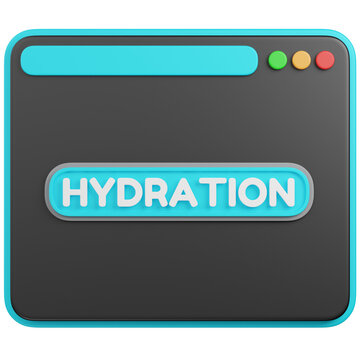 3D Render of Web Hydration Concept in Browser ICON 