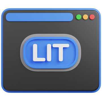 3D Illustration of a Browser Window with  LIT  icon