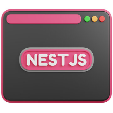 3D RENDER Browser Window with NestJS Framework ICON