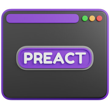 3D RENDER of Preact Framework in Browser Window ICON 