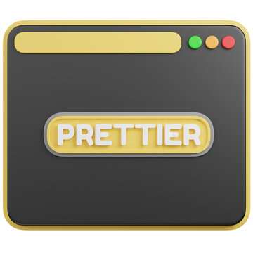3D RENDER of Prettier Code Formatter in a Browser Window ICON 