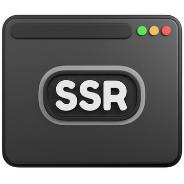 3D RENDER Server-Side Rendering (SSR) Concept in Browser Window ICON 