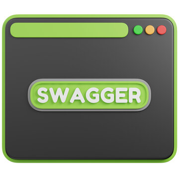 3D Illustration of a Browser Window with  SWAGGER   icon