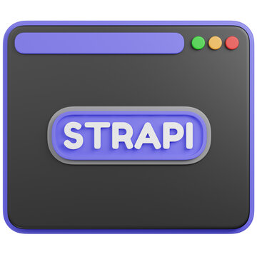 3D Illustration of a Browser Window with   Strapi   icon