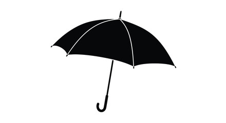 A simple black silhouette of a closed umbrella on a white background © Tm Studio
