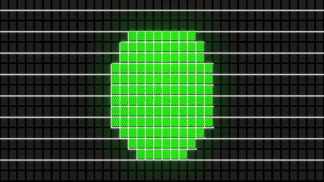 Flat design fingerprint HUD interface on black grid