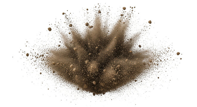 A cloud of brown powder exploding on transparent background