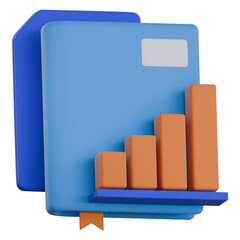 A 3D book with a bar chart on the cover illustrating growth and improvement in educational performance