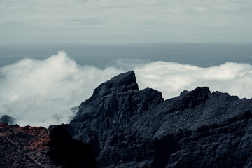 Mountains Rise Above Clouds in Tenerife Landscape
