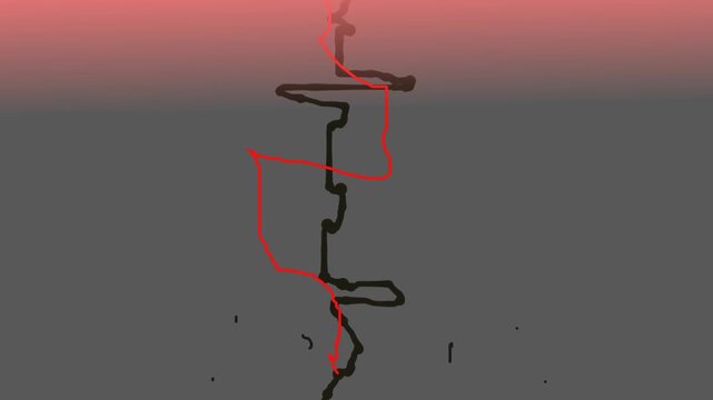 A double bolt of lightning strikes at one point, from which sparks fly.