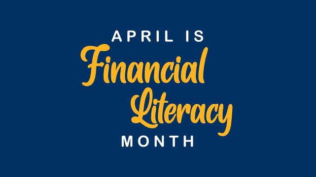 Celebrates financial literacy month with bright yellow text, perfect for social media posts, blog graphics, or presentations.