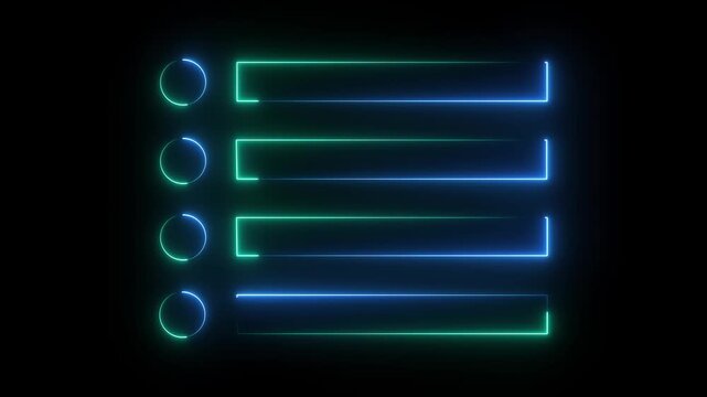 Glowing circle and rectangle neon frame on black background animation . Seamless Loop, Neon abstract rectangle and circle line animation holiday,4k motion,.