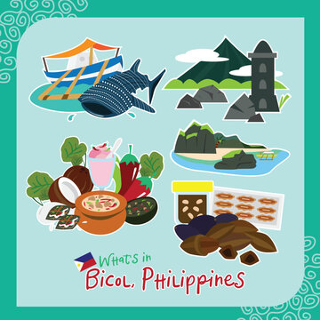 What's in Bicol Philippines Travel Vector Sticker Pack