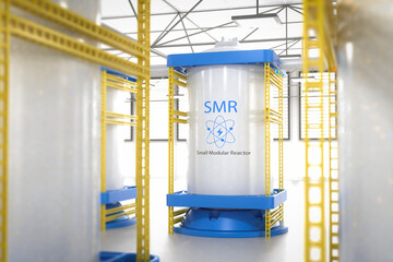 Group of smr or small modular nuclear reactors power plant
