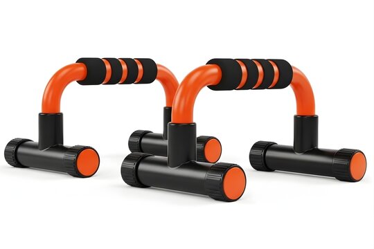 Orange and black push-up handles, fitness equipment, exercise tool, workout gear