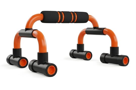 Orange and black push-up handles, fitness equipment, exercise tool, workout gear