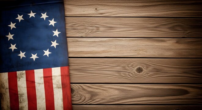 American betsy ross flag on wooden background