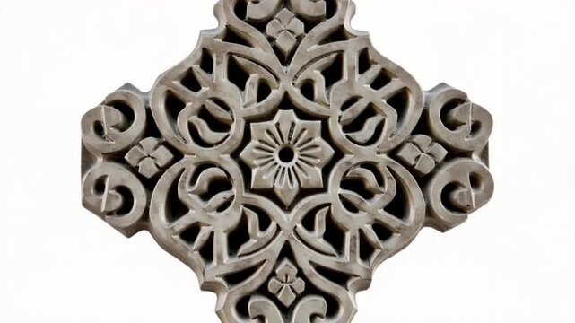 Intricate stone carving ornate design.