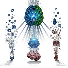 Obraz premium AI Brain Integrating Technology and Creativity Through Innovation