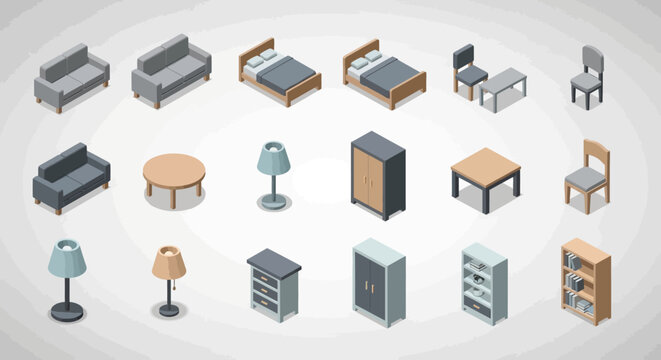 Isometric set of construction tools for building and architecture design illustration of house and urban real estate planning tools system