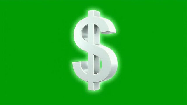 A 3D white dollar symbol floats against a vibrant green textured background