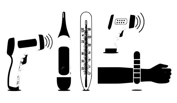 Body temperature thermometer electronic and mercury medical vector