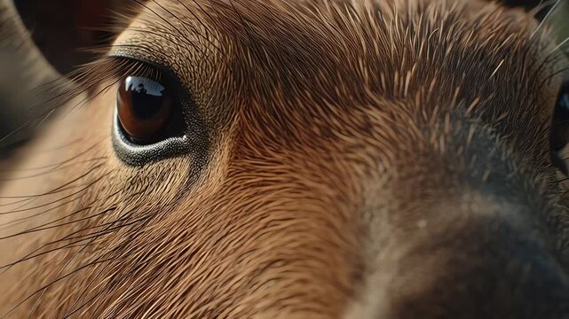 Close-up of Capybara Face, Eyes, and Fur