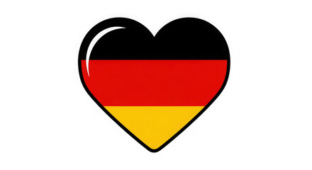 Fototapeta premium German flag heart symbol with black red and yellow colors transparent background