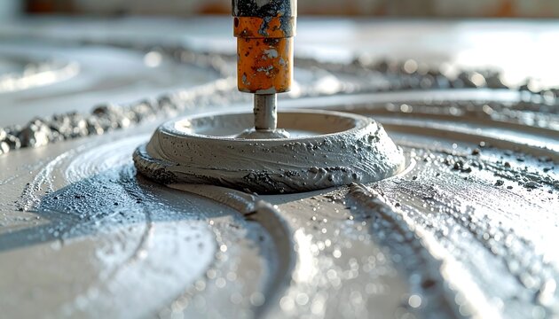Closeup of Drill Bit in Concrete.