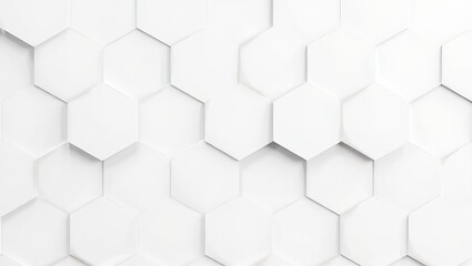 Fototapeta premium White hexagonal pattern with raised 3d shapes on a flat surface
