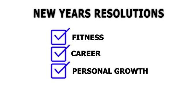 ticking checklist with , New Year resolution goal planning concept with on a white background.