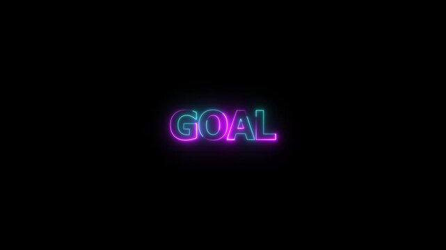 Neon Goal Sign with Bright Glowing Light Animation Effect