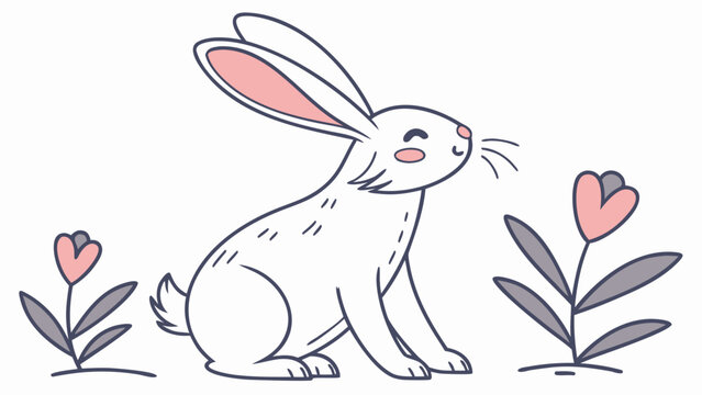 Cute Rabbit Flat Vector Illustration Isolated on White
