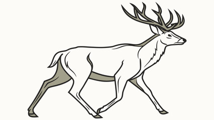 Fototapeta premium Elegant Deer Flat Vector Illustration with Antlers