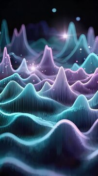 Undulating neon purple and blue abstract waves