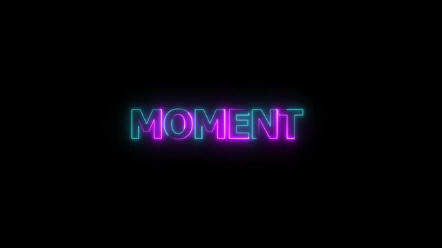Glowing Neon &ldquo;Moment&rdquo; Sign with Vibrant Light Effect