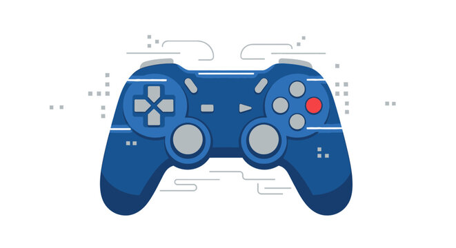 Modern Blue Video Game Controller with Digital Glitch Effect