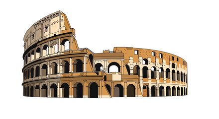 Naklejka premium Colosseum Rome Landmark Illustration - Ancient Roman Amphitheater Architectural Icon