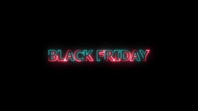 Bright Neon Black Friday Sale Text Animation on Black Background