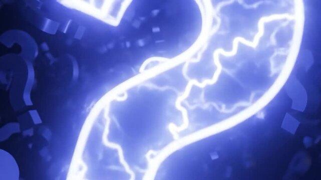 Glowing neon question mark for cybersecurity incident response and digital forensic analysis