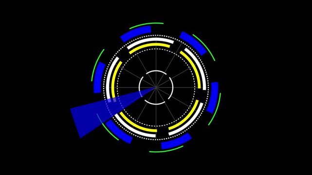 Futuristic HUD Radar Interface Circle Technology, The radar icon typically consists of concentric circles radiating outward from a central point Background,