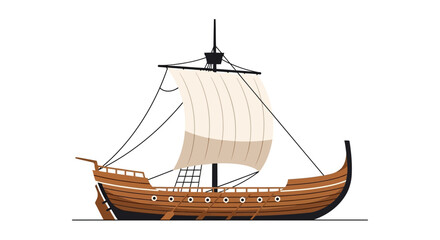 Ancient Wooden Sailing Ship Illustration - Vintage Maritime Transport © Muhammad
