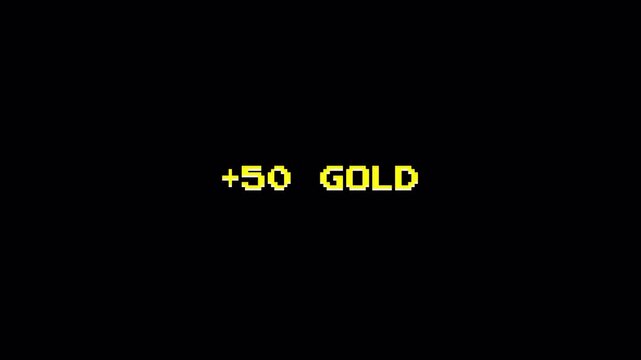 8 Bit Retro Game Text Animation Pixel Art XP Gold Score on Dark Black Background, Vintage Arcade Computer Gaming Motion Graphic Loop 4k video animation seamless loop