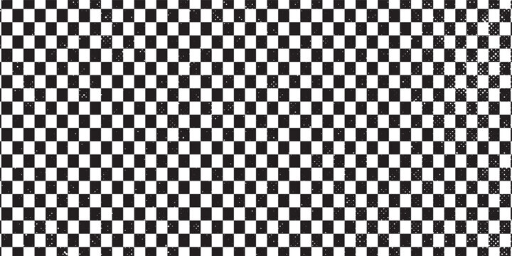 Shabby checkered grunge background. Black white pattern. Trash distressed wall texture.